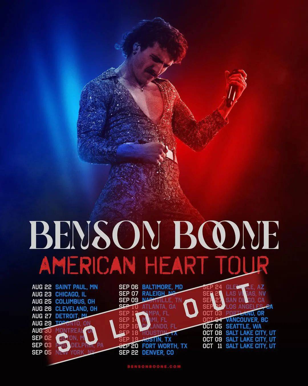 Benson Boone 巡演全售空！